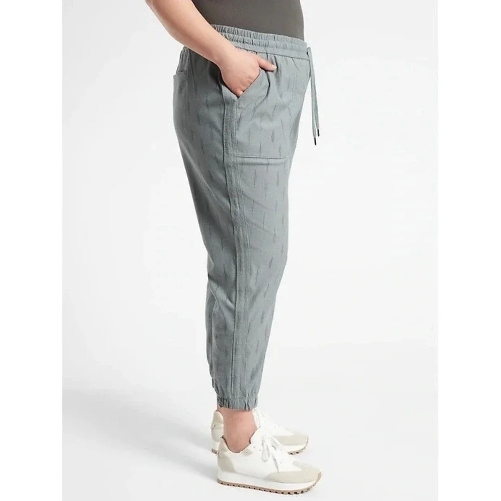 NWT Athleta Womens 26 Farallon‎ Printed Jogger Pants Gray Dot Print Plus Stretch